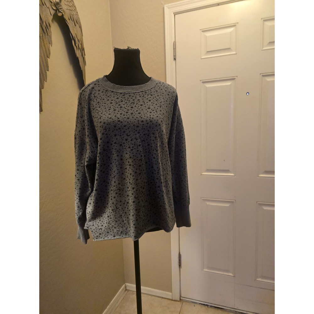 Secret Treasures Celestial Star Moon Print Sweatshirt Grey Long Sleeve Small